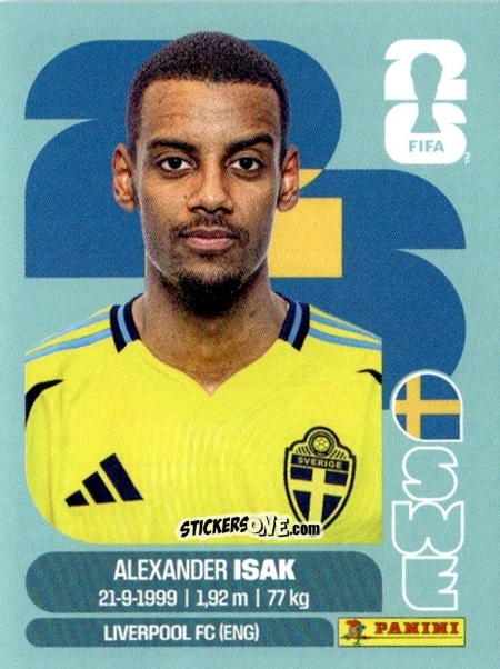 Figurina Alexander Isak - Fifa World Cup 2026. Standard Edition n. SWE19 - Panini