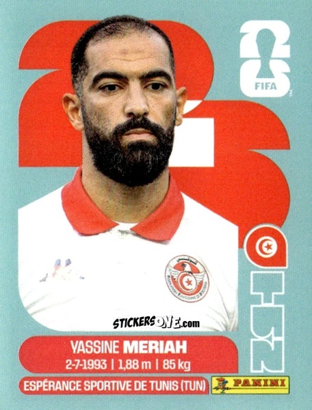 Cromo Yassine Meriah - Fifa World Cup 2026. Standard Edition n. TUN6 - Panini