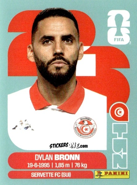 Cromo Dylan Bronn - Fifa World Cup 2026. Standard Edition n. TUN8 - Panini