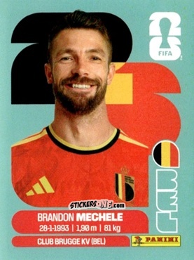 Figurina Brandon Mechele - Fifa World Cup 2026. Standard Edition n. BEL6 - Panini