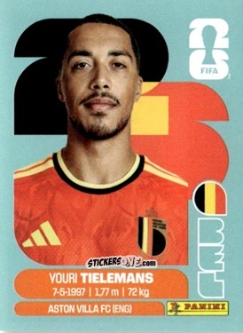 Cromo Youri Tielemans - Fifa World Cup 2026. Standard Edition n. BEL9 - Panini