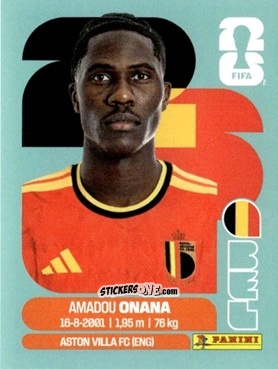 Figurina Amadou Onana - Fifa World Cup 2026. Standard Edition n. BEL10 - Panini
