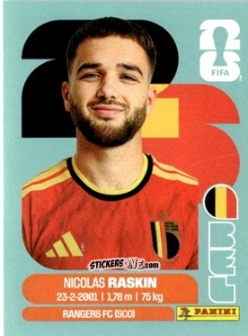 Cromo Nicolas Raskin - Fifa World Cup 2026. Standard Edition n. BEL11 - Panini