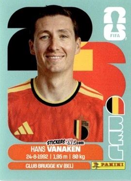 Figurina Hans Vanaken - Fifa World Cup 2026. Standard Edition n. BEL14 - Panini
