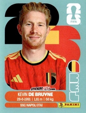 Figurina Kevin De Bruyne - Fifa World Cup 2026. Standard Edition n. BEL15 - Panini