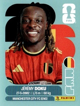 Cromo Jérémy Doku - Fifa World Cup 2026. Standard Edition n. BEL16 - Panini