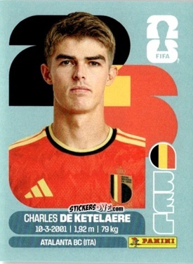 Cromo Charles De Ketelaere - Fifa World Cup 2026. Standard Edition n. BEL17 - Panini