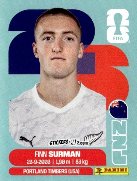 Sticker Finn Surman - Fifa World Cup 2026. Standard Edition n. NZL9 - Panini