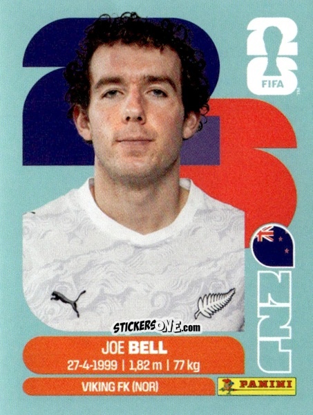 Cromo Joe Bell - Fifa World Cup 2026. Standard Edition n. NZL10 - Panini