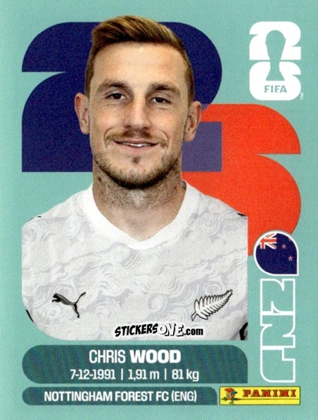 Sticker Chris Wood - Fifa World Cup 2026. Standard Edition n. NZL17 - Panini