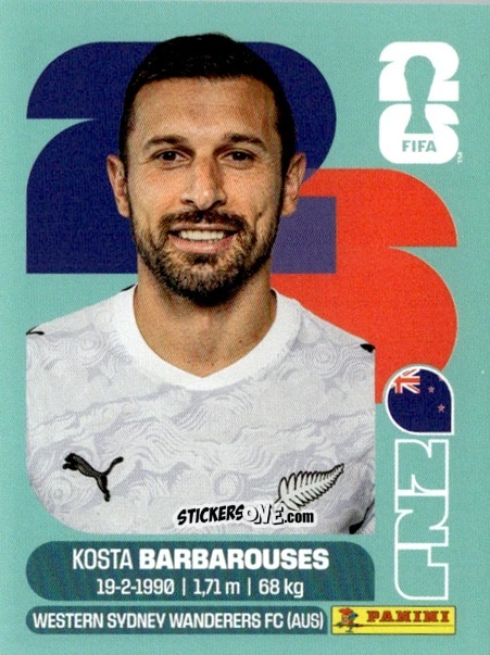 Cromo Kosta Barbarouses - Fifa World Cup 2026. Standard Edition n. NZL20 - Panini
