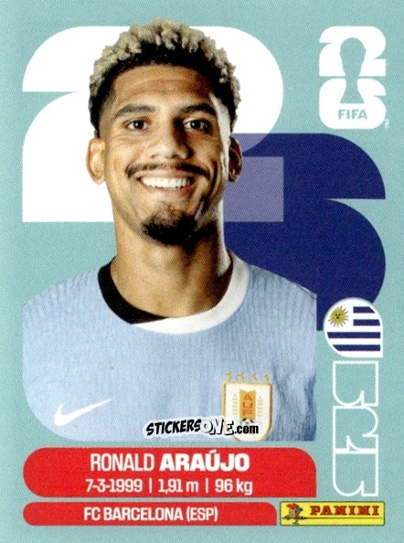 Cromo Ronald Araujo - Fifa World Cup 2026. Standard Edition n. URU4 - Panini