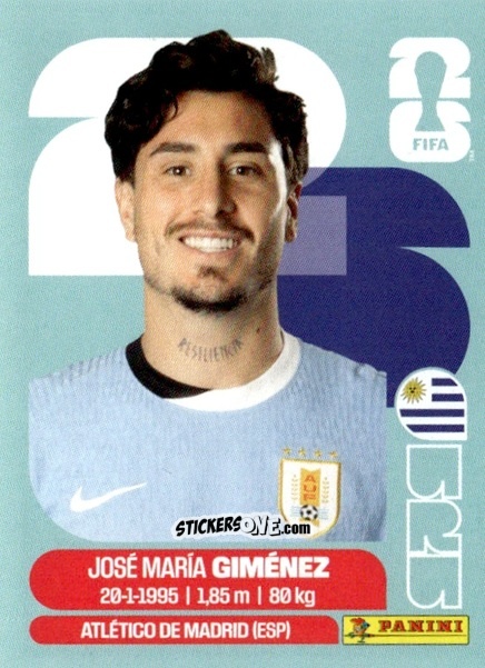 Figurina José María Giménez - Fifa World Cup 2026. Standard Edition n. URU5 - Panini
