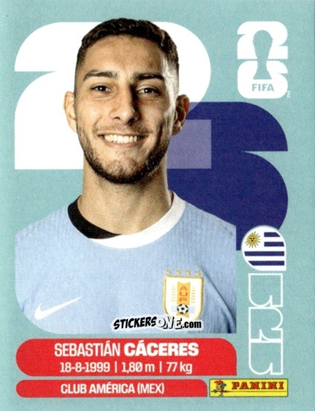 Figurina Sebastian Caceres - Fifa World Cup 2026. Standard Edition n. URU6 - Panini