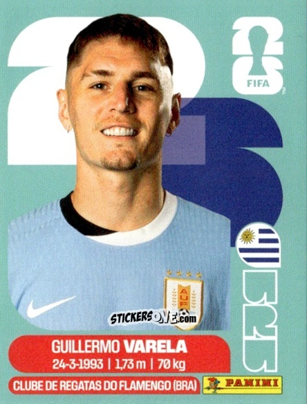 Cromo Guillermo Varela - Fifa World Cup 2026. Standard Edition n. URU8 - Panini