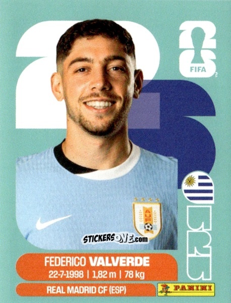 Cromo Federico Valverde - Fifa World Cup 2026. Standard Edition n. URU10 - Panini