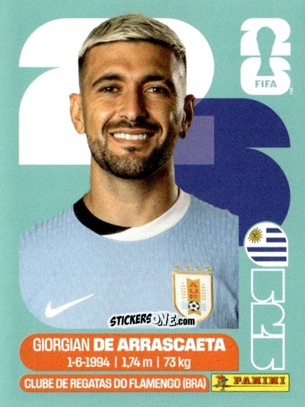 Cromo Giorgian De Arrascaeta - Fifa World Cup 2026. Standard Edition n. URU11 - Panini