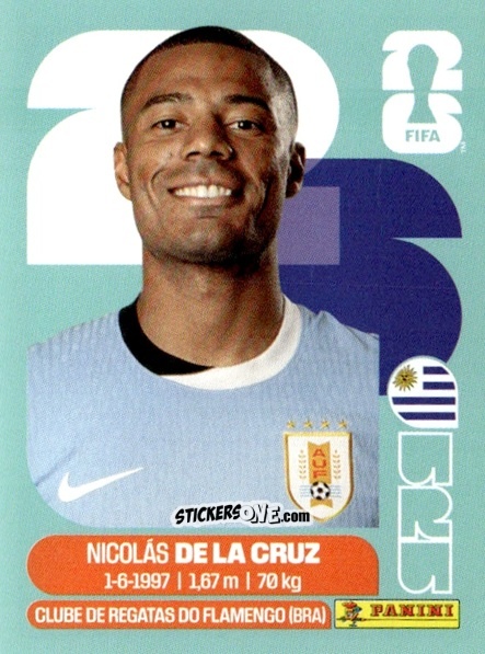 Cromo Nicolás de la Cruz - Fifa World Cup 2026. Standard Edition n. URU15 - Panini