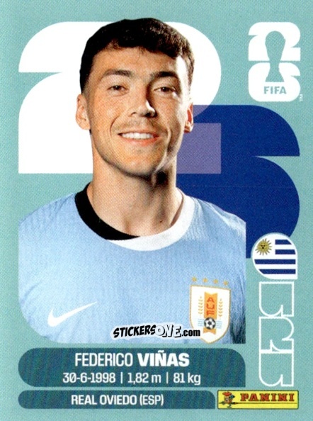 Cromo Federico Viñas - Fifa World Cup 2026. Standard Edition n. URU18 - Panini