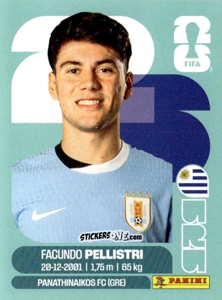 Cromo Facundo Pellistri - Fifa World Cup 2026. Standard Edition n. URU20 - Panini