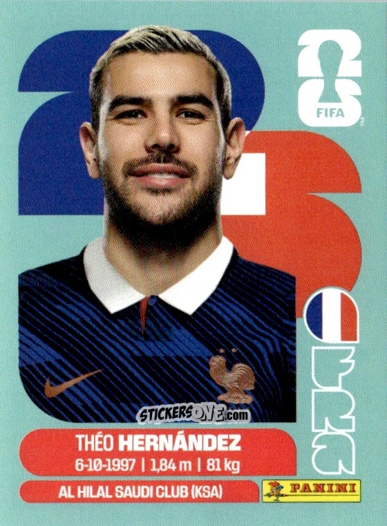 Sticker Theo Hernandez - Fifa World Cup 2026. Standard Edition n. FRA3 - Panini
