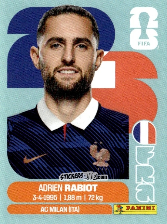 Figurina Adrien Rabiot - Fifa World Cup 2026. Standard Edition n. FRA12 - Panini