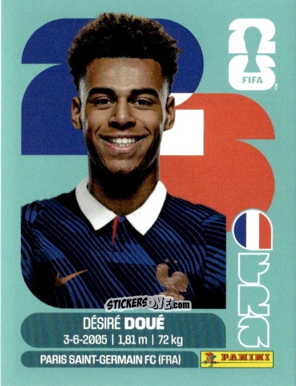 Figurina Désiré Doué - Fifa World Cup 2026. Standard Edition n. FRA17 - Panini