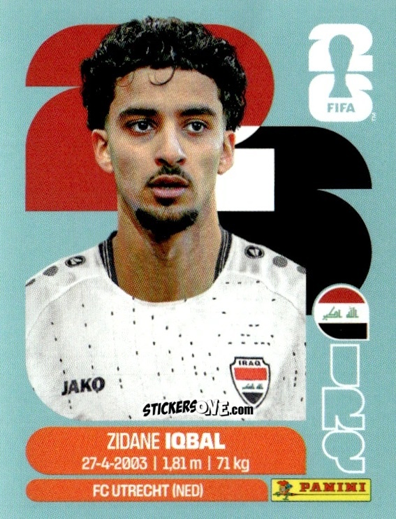 Sticker Zidane Iqbal - Fifa World Cup 2026. Standard Edition n. IRQ9 - Panini