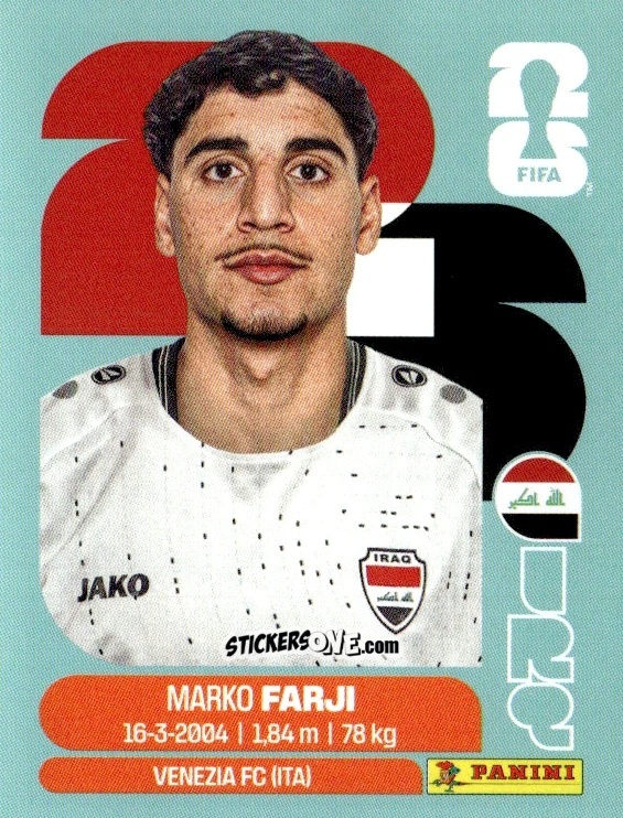 Sticker Marko Farji - Fifa World Cup 2026. Standard Edition n. IRQ16 - Panini