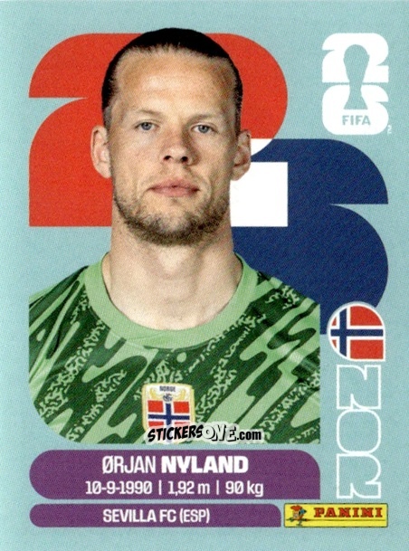 Sticker Orjan Nyland - Fifa World Cup 2026. Standard Edition n. NOR2 - Panini