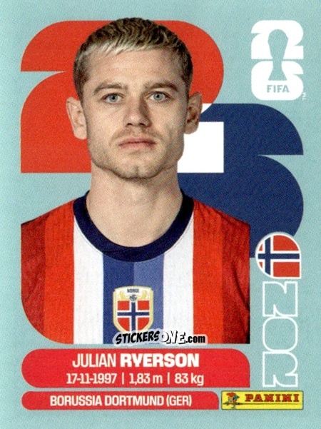 Cromo Julian Ryerson - Fifa World Cup 2026. Standard Edition n. NOR3 - Panini