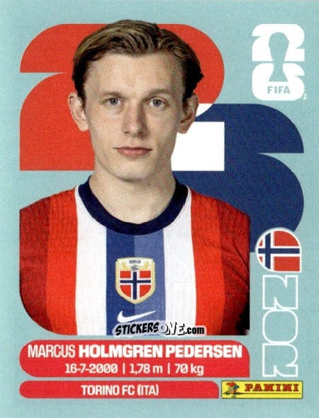 Figurina Marcus Holmgren Pedersen - Fifa World Cup 2026. Standard Edition n. NOR6 - Panini