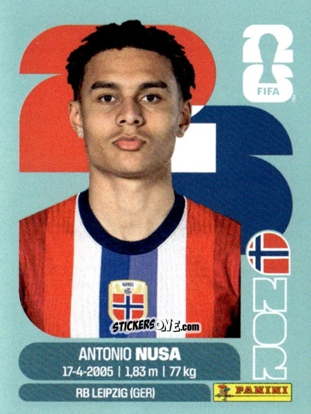 Figurina Antonio Nusa - Fifa World Cup 2026. Standard Edition n. NOR19 - Panini
