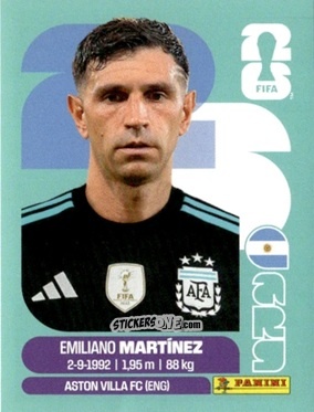 Cromo Emiliano Martinez - Fifa World Cup 2026. Standard Edition n. ARG2 - Panini