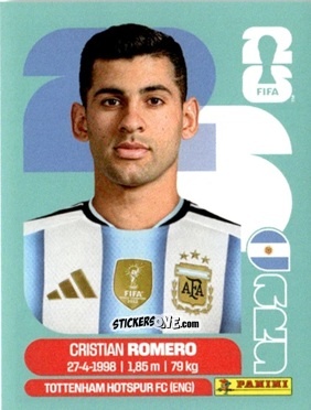 Cromo Cristian Romero - Fifa World Cup 2026. Standard Edition n. ARG4 - Panini