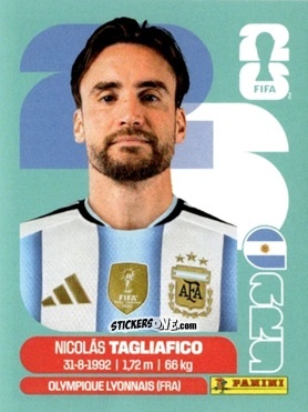 Figurina Nicolas Tagliafico - Fifa World Cup 2026. Standard Edition n. ARG6 - Panini