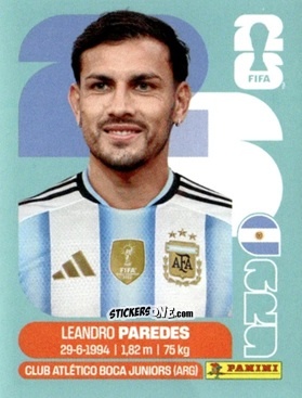 Figurina Leandro Paredes - Fifa World Cup 2026. Standard Edition n. ARG12 - Panini