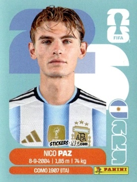 Figurina Nico Paz - Fifa World Cup 2026. Standard Edition n. ARG14 - Panini