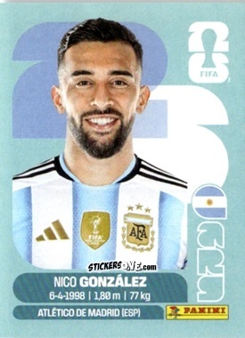 Sticker Nico Gonzalez - Fifa World Cup 2026. Standard Edition n. ARG16 - Panini
