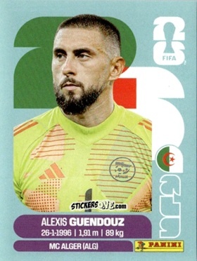 Figurina Alexis Guendouz - Fifa World Cup 2026. Standard Edition n. ALG2 - Panini
