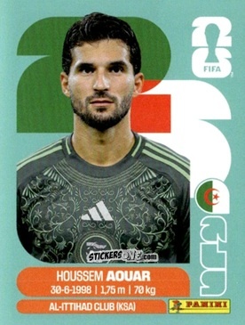 Cromo Houssem Aouar - Fifa World Cup 2026. Standard Edition n. ALG9 - Panini