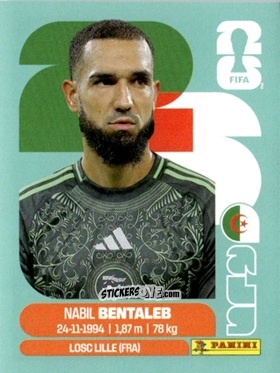Figurina Nabil Bentaleb - Fifa World Cup 2026. Standard Edition n. ALG12 - Panini