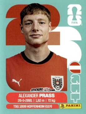 Cromo Alexander Prass - Fifa World Cup 2026. Standard Edition n. AUT9 - Panini