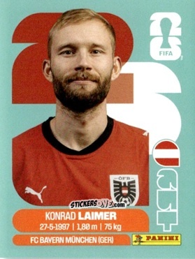 Cromo Konrad Laimer - Fifa World Cup 2026. Standard Edition n. AUT12 - Panini