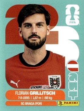 Cromo Florian Grillitsch - Fifa World Cup 2026. Standard Edition n. AUT14 - Panini