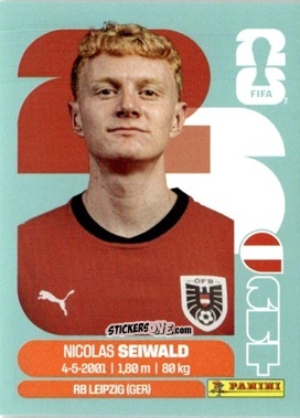 Cromo Nicolas Seiwald - Fifa World Cup 2026. Standard Edition n. AUT15 - Panini