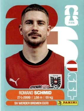 Cromo Romano Schmid - Fifa World Cup 2026. Standard Edition n. AUT16 - Panini