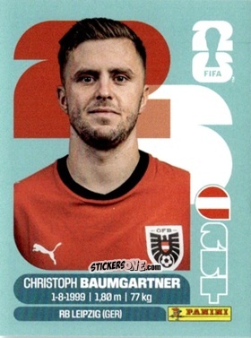 Cromo Christoph Baumgartner - Fifa World Cup 2026. Standard Edition n. AUT18 - Panini