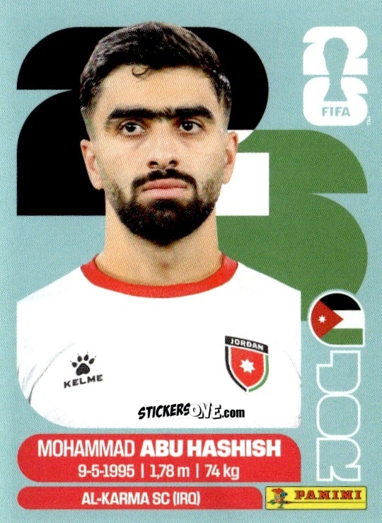 Cromo Mohammad Abu Hashish - Fifa World Cup 2026. Standard Edition n. JOR4 - Panini