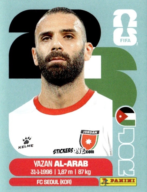 Cromo Yazan Al-Arab - Fifa World Cup 2026. Standard Edition n. JOR5 - Panini